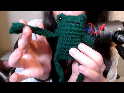 *weird* asmr ~ft my crochet frog (mic brushing and funny whispers)