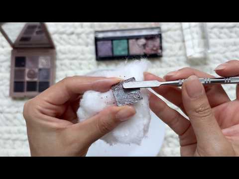 ASMR Depotting Eyeshadows to Declutter What I Don't Use Anymore