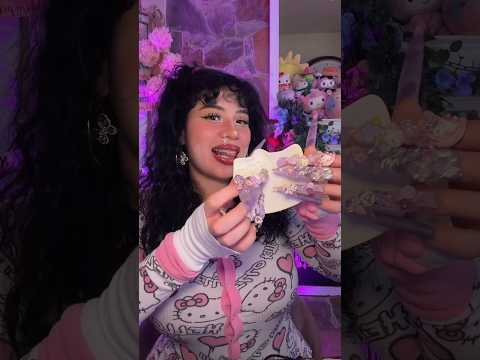 Paint a HELLO KITTY ceramic w/Me🎨💕(FAIL)   #asmrtingles #longnails #asmr #shorts