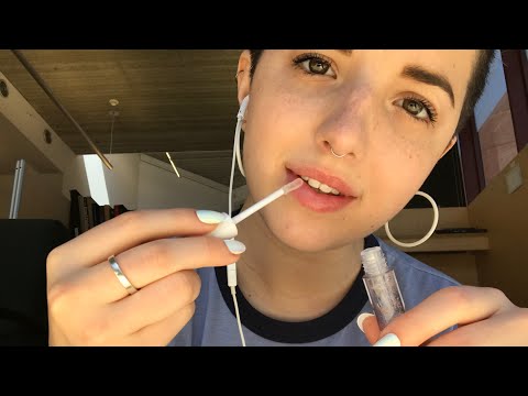 ASMR Applying Lip Gloss (Whispered Ramble/Mouth Sounds)