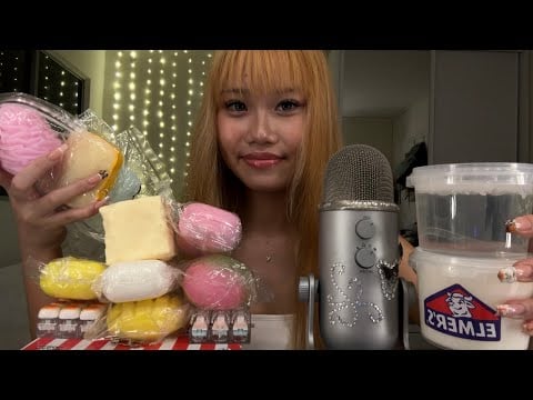 huge fidget haul ASMR 🥨ྀི˚.༘⋆ squishies, slime etc (no mid-roll ads)