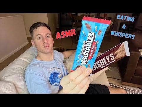 ASMR Eating & Whispers - Crunchy, Creamy Chocolate Bars