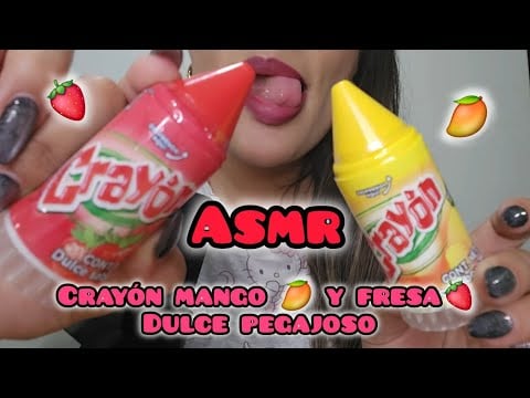 ASMR | CRAYON MANGO Y FRESA| PEGAJOSO | RELAJACION EXTRMA #asmr