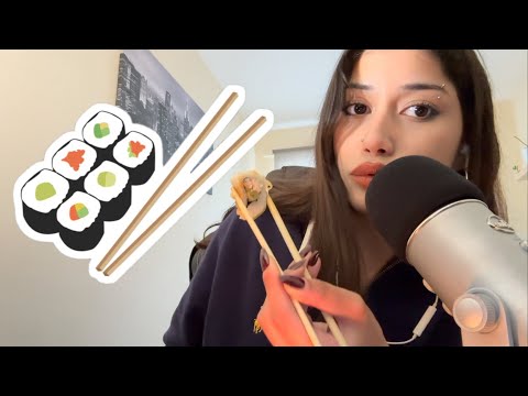 ASMR sushi mukbang 🍣  (mouth sounds, soft spoken)