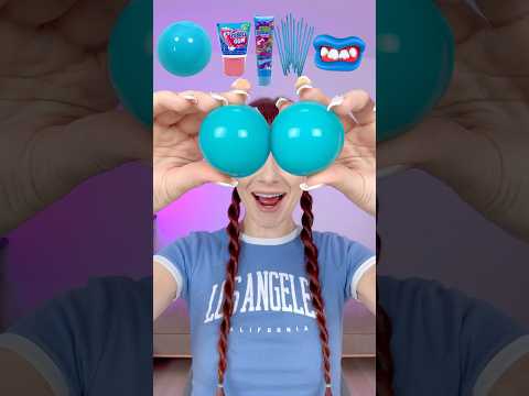 ASMR Blue Candy, Gummy Balls, Lollipop #shorts