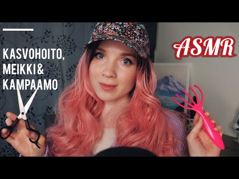 ASMR SUOMI Rentouttava Roleplay Setti ✨Kasvohoito, Meikki, Kampaamo💇‍♀️💄PERSONAL ATTENTION