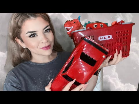 ASMR tapping on everything red ( aggressive mic scratching )