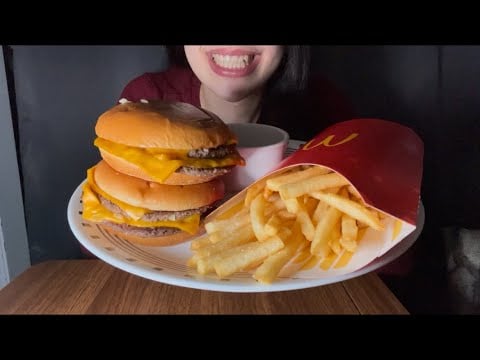 MCDONALD’S DOUBLE CHEESEBURGERS AND FRENCH FRIES ASMR EATING