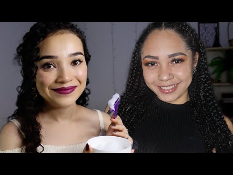 ASMR SALÃO DOS CACHOS (Hidratação e Corte) ft. Taiane ASMR #cabeleireira #roleplay