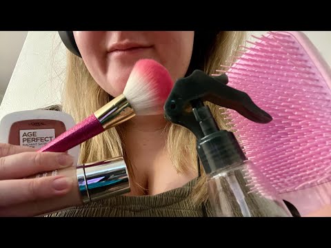ASMR // whispered makeup and hair brushing 💄🎀