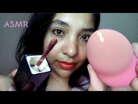 ASMR caseiro Te maquiando de verdade (maquiagem na tela, sem sons de boca) Use fones 🎧❤