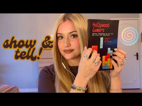 ASMR | show & tell of books, tarot cards, & fidgets! (soft spoken)