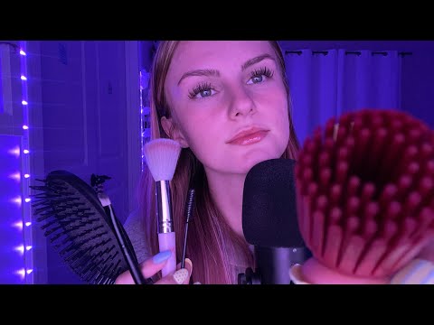 ASMR Brushing Your Face with 5 Different Types of Brushes (layered sounds)