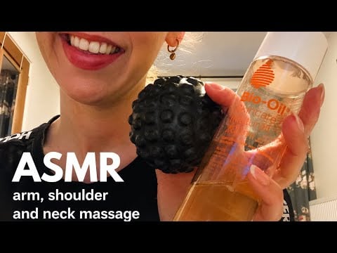 ASMR lofi massage, close up whispering, arm, shoulder and neck with massage balls