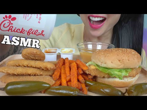 ASMR CHICK-FIL-A SAUCE + CHUBBY CHICKEN BURGER + CHICKEN STRIPS (EATING SOUND) NO TALKING | SAS-ASMR