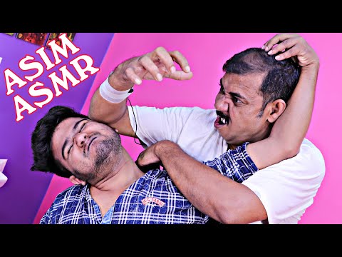 ASMR hair wash and head massage by asim barber | neck crack head massage for better relaxation