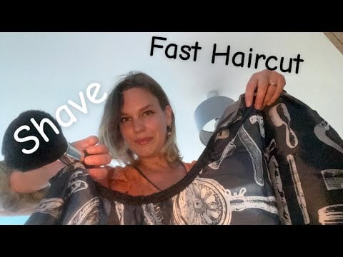 [ASMR]💈Fast & Aggressive Haircut And Shave (Scissors, Brush, Foaming Gel, Towel, Water Bottle)