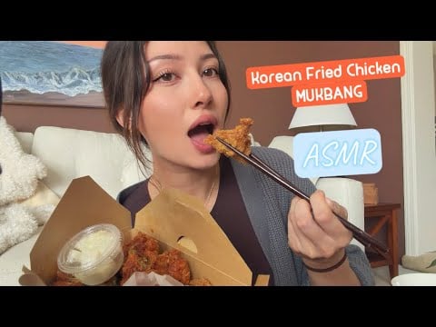 ASMR - Korean Fried Chicken Mukbang! 🍗(eat and chat with me)