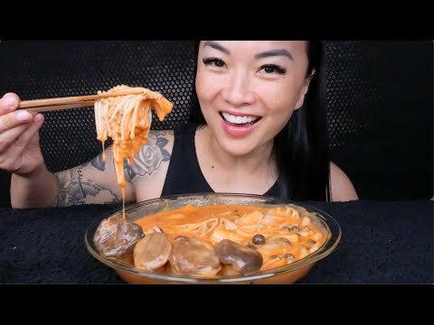 CREAMY SPICY ENOKI KING OYSTER SNOW MUSHROOMS (ASMR SOFT CRUNCHY EATING SOUND) NO TALKING | SAS-ASMR