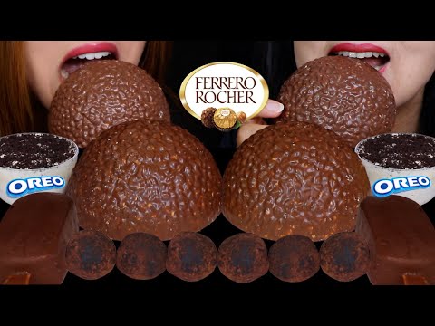 ASMR GRAND FERRERO ROCHER CHOCOLATE BALLS, CRUNCHY ICE CREAM BARS, SUNDAE, CHOCOLATE CAKE BALLS