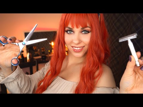 ASMR Haircut Roleplay ~ Headshave~ Oil massage, Shaving, Personal Attention