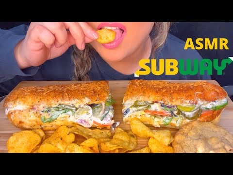 ASMR EATING SUBWAY FOOTLONG CHICKEN TERIYAKI MUKBANG (no talking) EATING SOUNDS | Mandy Foods ASMR