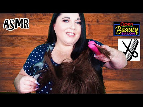ASMR Hair Styling Hair Salon Roleplay (Straightening, Curling Hair, Hair Brushing, Real Hair, Spray)