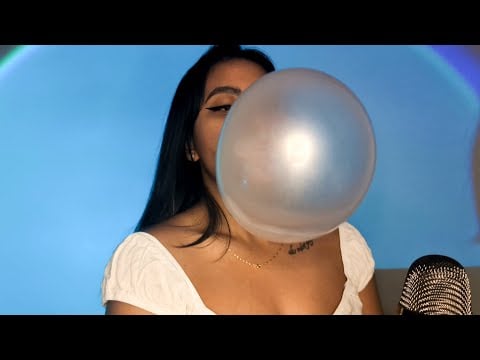 ASMR Bubblegum Chewing And Blowing Bubbles For Relaxation And Stress Relief