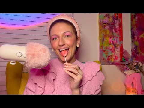 ASMR ~ 💖 HEART LOLLiPOP RAMBLE 💖 (hard candy sounds + soft spoken whisper ramble)