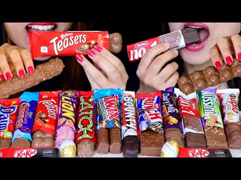 ASMR CHOCOLATE CANDY BARS (Maltesers, Cadbury, Twix, Lion, Milka, Bounty, Ferrero, KitKat, Daim 먹방