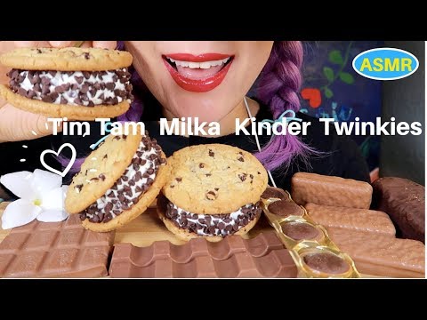 ASMR CHOC CHIP COOKIE ICE CREAM SANDWICH EATING SOUND| 초코칩쿠키 아이스크림+초코과자 리얼사운드 먹방 |CURIE.ASMR