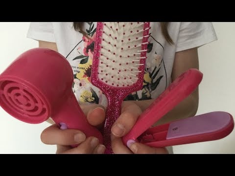 ASMR brushing your hair, straightening, and blow drying | Getting you ready to go out