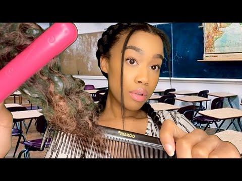 ASMR Girl In The Back Of The Class Plays With Your Hair 💆💖 *GONE WRONG‼️