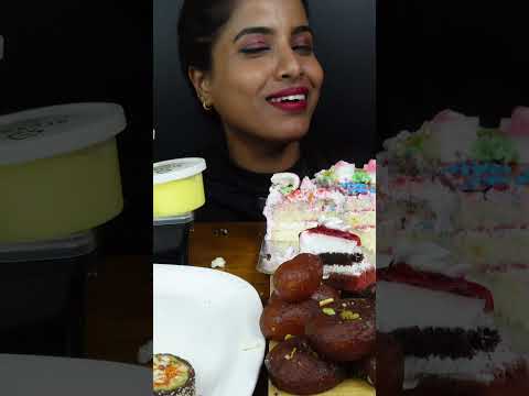 ASMR Eating Rasgulla,Gulab Jamun,Oreo Chocolate Ice Cream Cake Indian ...