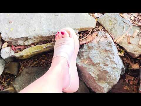 ASMR bare feet at the fish pond
