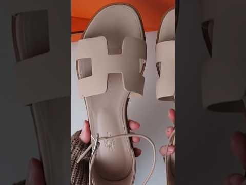 ASMR Hermes Shoes Unboxing - Santorini Sandals in beige, босоножки распаковка Эрмес асмр