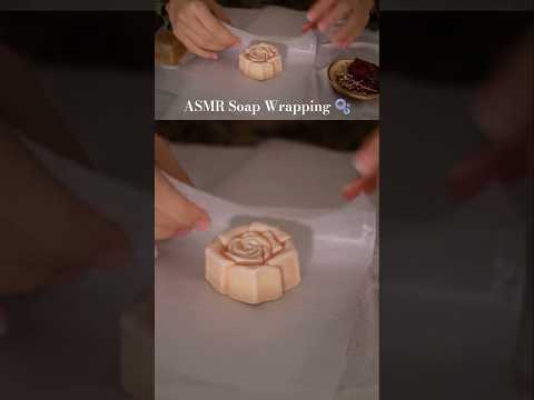 ASMR Soap Wrapping 🫧 Paper Sounds & Crinkles ✨️ #asmr #asmrpackaging #asmrsatisfying #asmrsoap