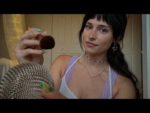 ASMR For Tired Eyes ♡ Brushing Your Worries Away & Doing Mouth Sounds ♡