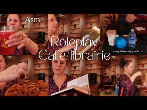 Asmr français, Rôleplay  "Café/librairie"      avec l'aimable participation de "Jean-Yves"