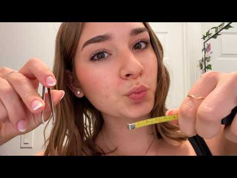 asmr perfecting your eyebrows (measuring, plucking, shaping)