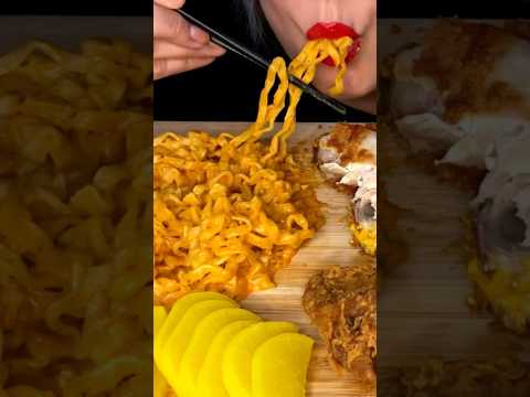 Carbonara Buldak Spicy Noodles #food #asmr #korean