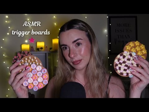 ASMR with trigger boards I made🌈 (close up visuals & layered sounds)