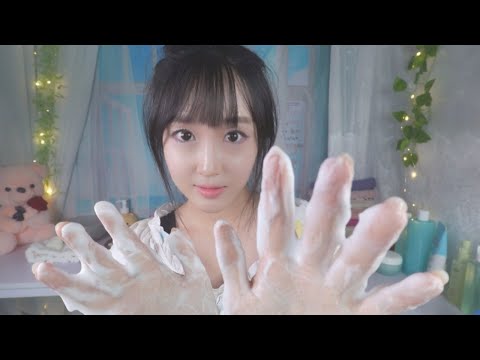 ASMR(Sub✔)Let me clean your face, take care of your ears after the water play(Roleplay, Skincare)