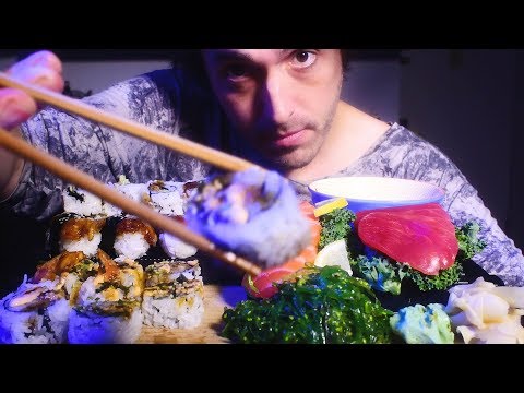 ASMR Sushi + Sashimi Mukbang Feast! 자막 한국어 !! 초밥과 사시미 ( Real Sound ) | Nomnomsamieboy