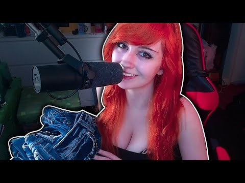 asmr trying on my denim collection | jeans and fabric scratching