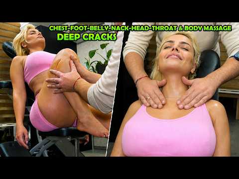 DEEPEST RELAXING WITH A GENTLE TOUCH + CRACKS + ASMR chest,foot,belly,back,head,face & body massage