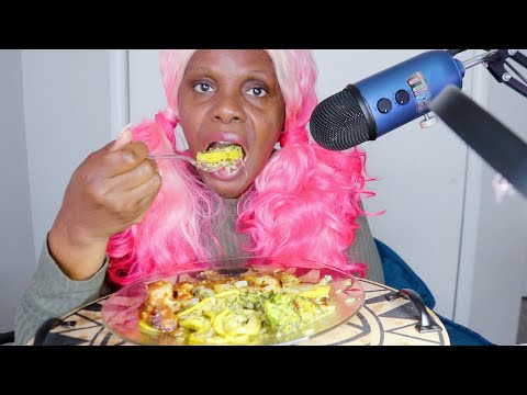 Yellow Squash Fried Scallops ASMR Eating Sounds