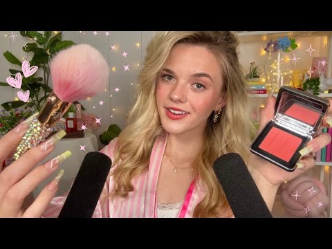 ASMR My Glowy Makeup Routine ⋆˚｡⋆୨🎀୧⋆˚｡⋆ (cruelty-free beauty, acne prone skin, binaural whispers)