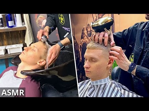Professional ASMR Relaxing Haircut - ASMR Man Haircut Transformation with Scissors and Hair Wash