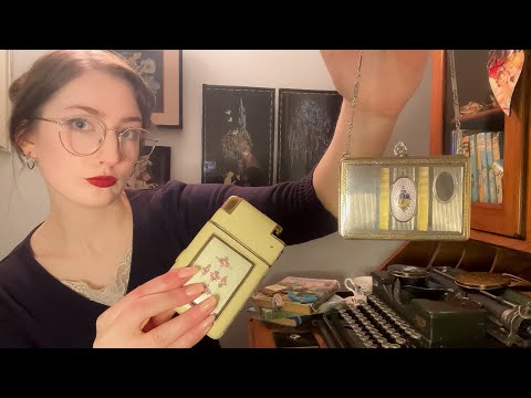 ASMR welcome to Sleepy University ~ the history of makeup compacts ~ with examples 📔📚